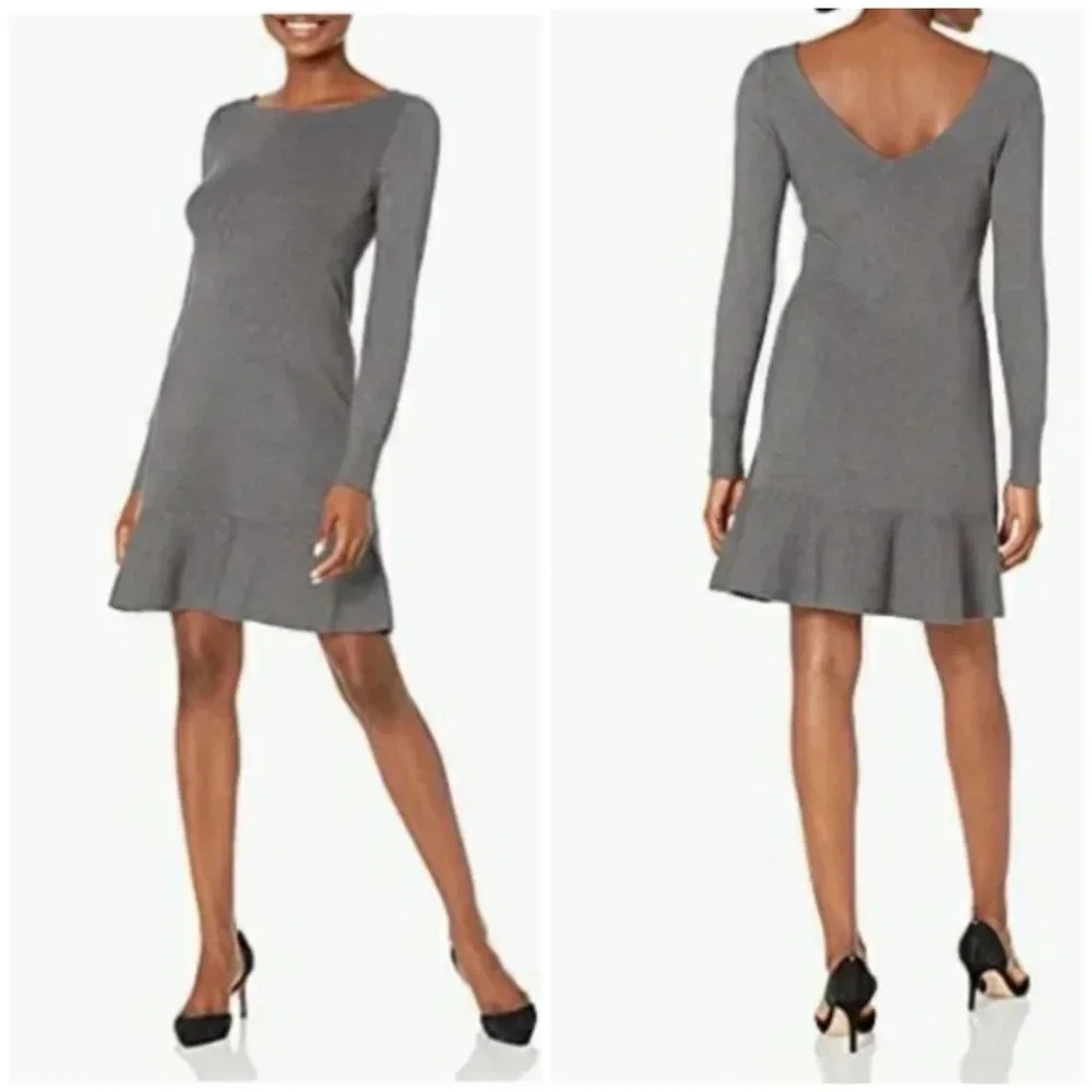 Lark & Ro Sweater‎ Dress Large Gray Comfy Fall Stretch